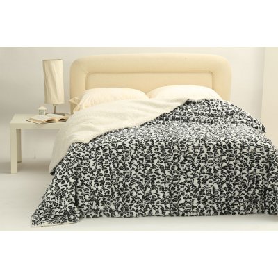 κουβέρτα fleece με sherpa (220cm x 240cm) white leopard